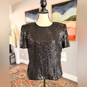 Susan Bristol Black Sequin Blouse
